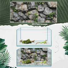 Stone With Green Moss, Aquarium Background Painting, Aquarium Background Sticker, Reptile Terrarium Background Sticker, Self-Adhesive Front, Aquarium Landscape Decoration, Aquarium Ornament