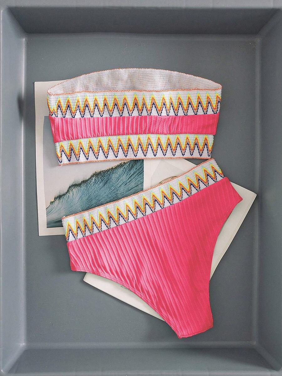 Ženski Patchwork Bandeau Bikini Set