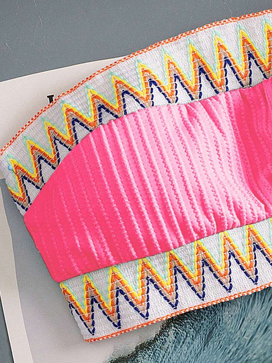 Ženski Patchwork Bandeau Bikini Set