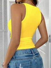 Breezaya Sleek & Sexy Bodycon Knit Sports Tank Yellow Top