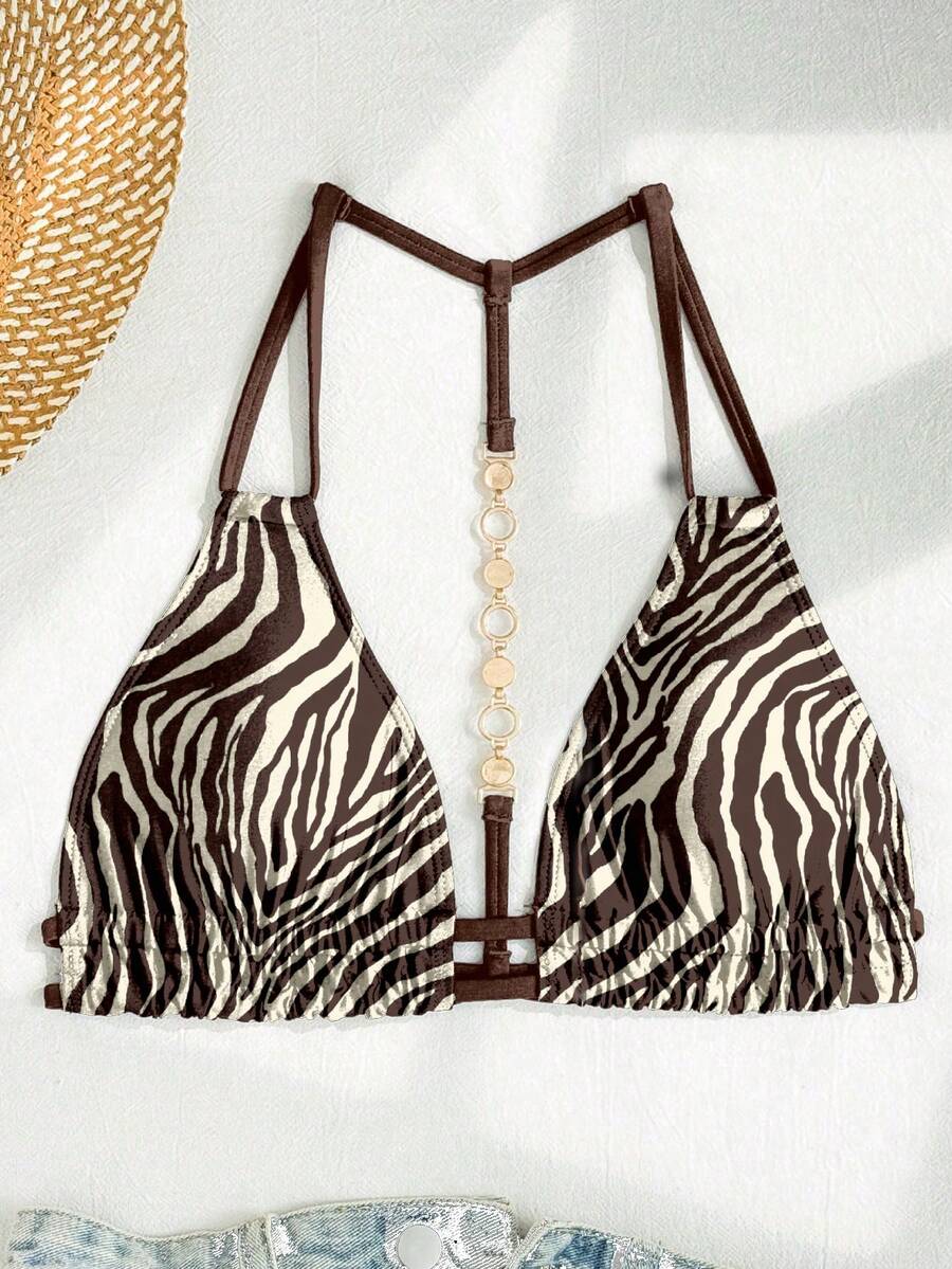 Swim Vcay Jednobojni Halter Bez Leđa Dekorativni Seksi Modni Bikini Top