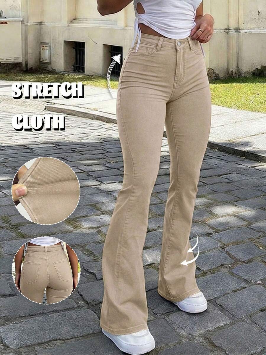 Ženske pantalone Y2K stila, jednobojne