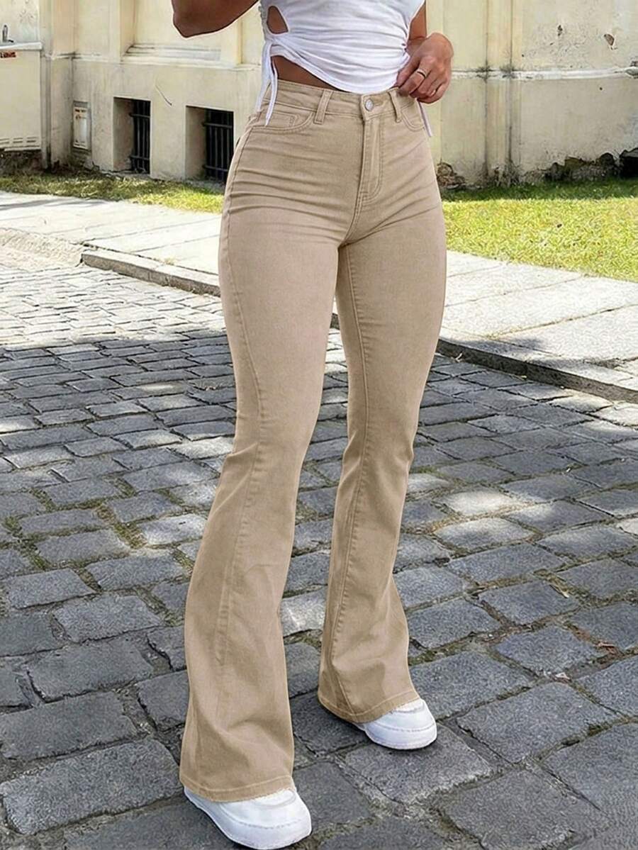 Ženske pantalone Y2K stila, jednobojne