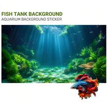 Sunlight Seaweed, Aquarium Background Painting, Aquarium Background Sticker, Reptile Cage Background Sticker, Self-Adhesive Front, Aquarium Landscape Decoration, Aquarium Decor
