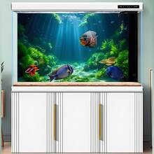 Sunlight Seaweed, Aquarium Background Painting, Aquarium Background Sticker, Reptile Cage Background Sticker, Self-Adhesive Front, Aquarium Landscape Decoration, Aquarium Decor