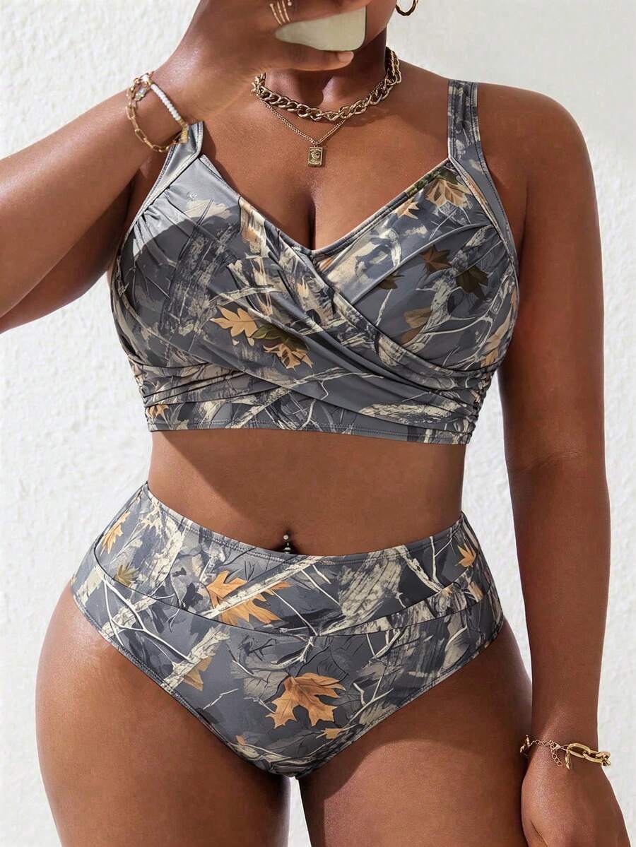 Ženski tankini set za plivanje plus size, 2 dela