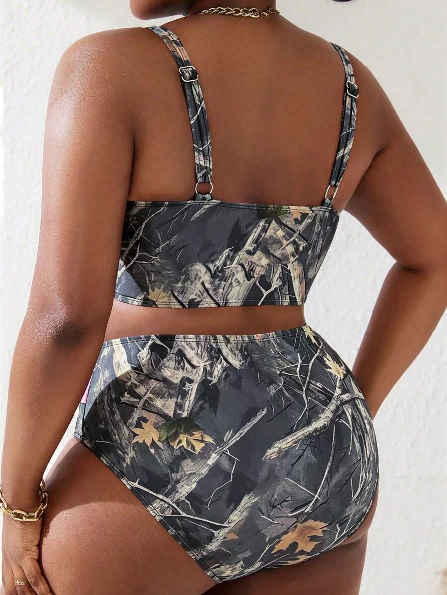 Ženski tankini set za plivanje plus size, 2 dela