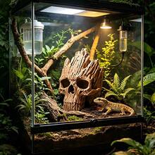 Fish Tank Hiding Cave Skull Ornament, Aquarium Landscaping Decoration Fish And Shrimp Hiding Hole, Resin Skull Fish Tank Decor, Creative Aquarium Decoration Hiding Cave, Tree Man Skull Fish Tank Ornament, Gecko, Small Lizard, Small Snake Hiding And Basking Cave, Aquarium Landscaping Decoration
