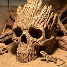 Fish Tank Hiding Cave Skull Ornament, Aquarium Landscaping Decoration Fish And Shrimp Hiding Hole, Resin Skull Fish Tank Decor, Creative Aquarium Decoration Hiding Cave, Tree Man Skull Fish Tank Ornament, Gecko, Small Lizard, Small Snake Hiding And Basking Cave, Aquarium Landscaping Decoration