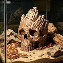 Fish Tank Hiding Cave Skull Ornament, Aquarium Landscaping Decoration Fish And Shrimp Hiding Hole, Resin Skull Fish Tank Decor, Creative Aquarium Decoration Hiding Cave, Tree Man Skull Fish Tank Ornament, Gecko, Small Lizard, Small Snake Hiding And Basking Cave, Aquarium Landscaping Decoration
