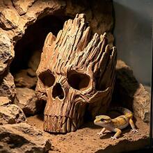 Fish Tank Hiding Cave Skull Ornament, Aquarium Landscaping Decoration Fish And Shrimp Hiding Hole, Resin Skull Fish Tank Decor, Creative Aquarium Decoration Hiding Cave, Tree Man Skull Fish Tank Ornament, Gecko, Small Lizard, Small Snake Hiding And Basking Cave, Aquarium Landscaping Decoration
