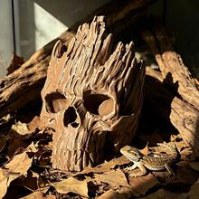 Fish Tank Hiding Cave Skull Ornament, Aquarium Landscaping Decoration Fish And Shrimp Hiding Hole, Resin Skull Fish Tank Decor, Creative Aquarium Decoration Hiding Cave, Tree Man Skull Fish Tank Ornament, Gecko, Small Lizard, Small Snake Hiding And Basking Cave, Aquarium Landscaping Decoration