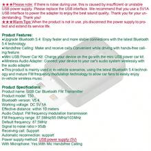 KZ Bluetooth 5.4 FM Transmitter Hands-Free Calling, Mini USB Powered Car Kit, Stereo Wireless Audio Adapter Receiver For FM Radio