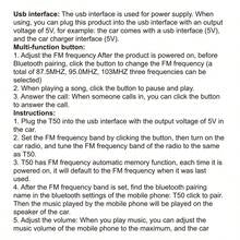 KZ Bluetooth 5.4 FM Transmitter Hands-Free Calling, Mini USB Powered Car Kit, Stereo Wireless Audio Adapter Receiver For FM Radio