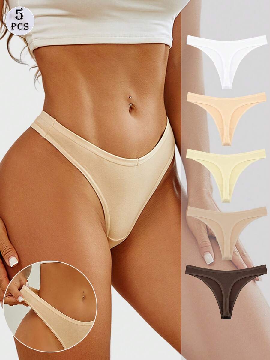 5 kom/pakovanje ženske jednobojne udobne ležerne seksi gaćice