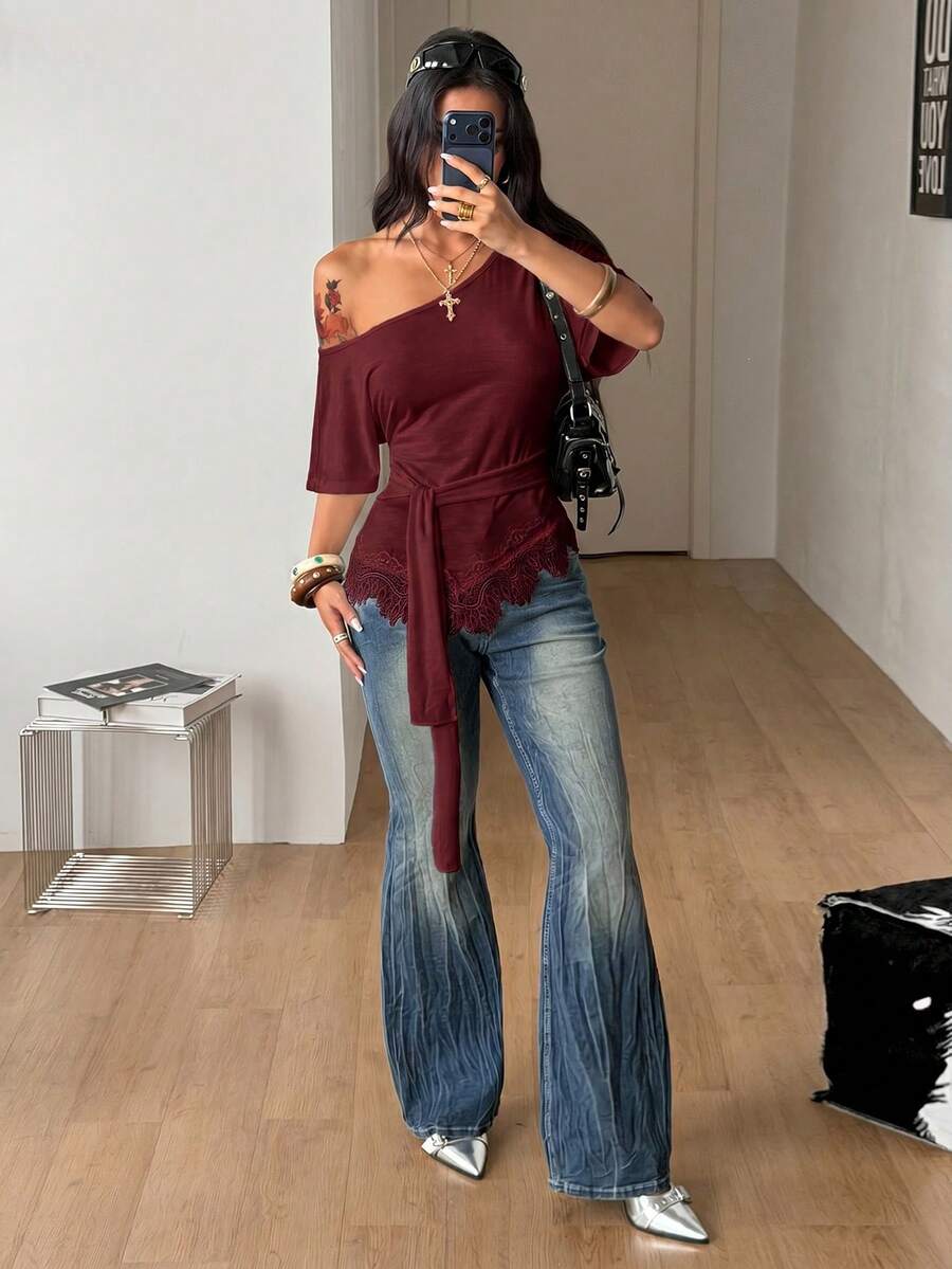 Slim Fit Asimetrična Bluza