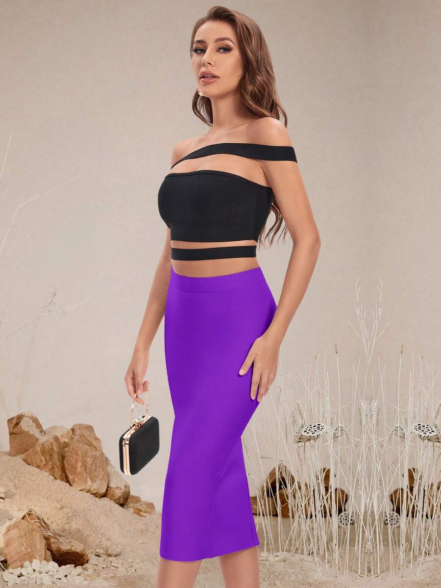 Ženska elegantna uska suknja srednje dužine