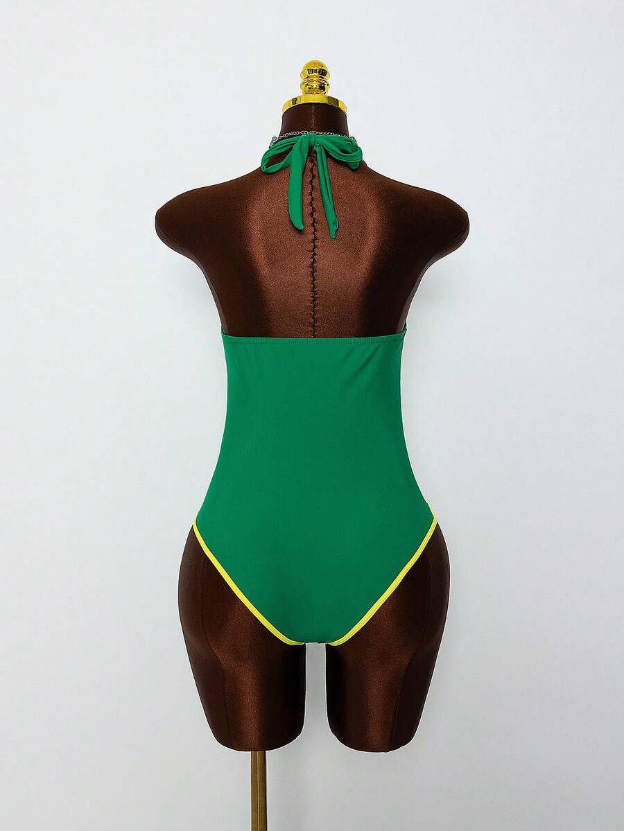 Leto 2026 Brazilski Stil Halter Neck Jednodelni Duboki V izrez kupaći