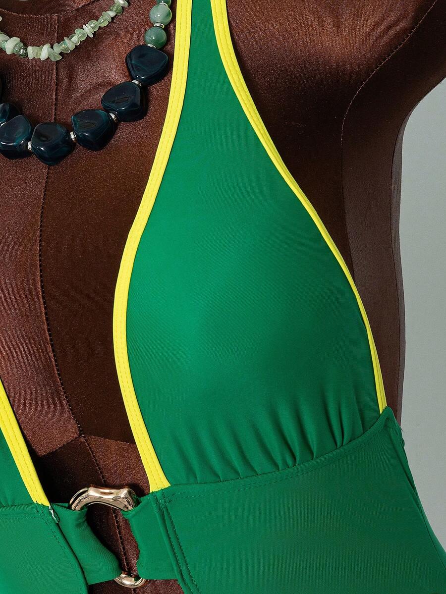 Leto 2026 Brazilski Stil Halter Neck Jednodelni Duboki V izrez kupaći