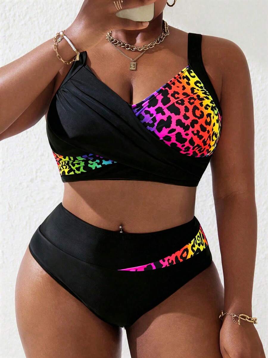 Ženski tankini set za plivanje plus size, 2 dela
