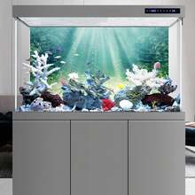 Sun Pattern Aquarium Background Painting, Aquarium Background Sticker, Reptile Cage Background Sticker, Self-Adhesive Front Sticker, Fish Tank Landscape Decoration, Aquarium Decor