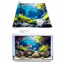 Underwater Cave, Aquarium Background Painting, Aquarium Background Sticker, Reptile Cage Background Sticker, Self-Adhesive Front, Aquarium Landscape Decoration, Aquarium Decor