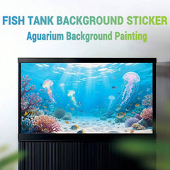 Jellyfish And Coral Beach, Aquarium Background Painting, Aquarium Background Sticker, Reptile Terrarium Background Sticker, Self-Adhesive Front, Aquarium Landscape Decoration, Aquarium Ornament