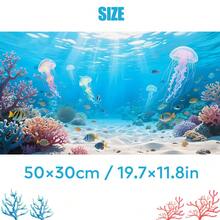 Jellyfish And Coral Beach, Aquarium Background Painting, Aquarium Background Sticker, Reptile Terrarium Background Sticker, Self-Adhesive Front, Aquarium Landscape Decoration, Aquarium Ornament