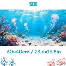 Jellyfish And Coral Beach, Aquarium Background Painting, Aquarium Background Sticker, Reptile Terrarium Background Sticker, Self-Adhesive Front, Aquarium Landscape Decoration, Aquarium Ornament