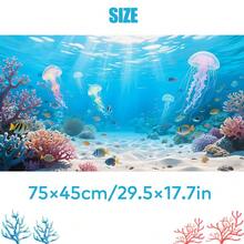 Jellyfish And Coral Beach, Aquarium Background Painting, Aquarium Background Sticker, Reptile Terrarium Background Sticker, Self-Adhesive Front, Aquarium Landscape Decoration, Aquarium Ornament