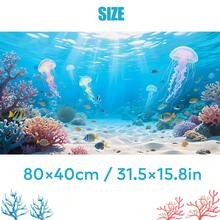 Jellyfish And Coral Beach, Aquarium Background Painting, Aquarium Background Sticker, Reptile Terrarium Background Sticker, Self-Adhesive Front, Aquarium Landscape Decoration, Aquarium Ornament