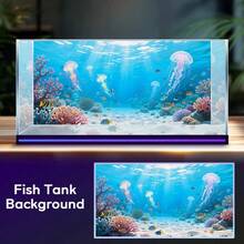 Jellyfish And Coral Beach, Aquarium Background Painting, Aquarium Background Sticker, Reptile Terrarium Background Sticker, Self-Adhesive Front, Aquarium Landscape Decoration, Aquarium Ornament
