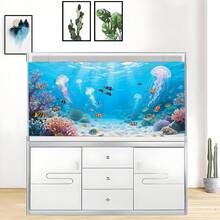 Jellyfish And Coral Beach, Aquarium Background Painting, Aquarium Background Sticker, Reptile Terrarium Background Sticker, Self-Adhesive Front, Aquarium Landscape Decoration, Aquarium Ornament