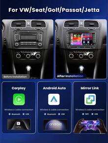 7-Inch Car Radio Suitable For Golf MK5 MK6, Jetta, Beetle, Passat, Sharan, Tiguan, Touran, Seat Polo, Supports Wireless CarPlay And Android Auto, Touchscreen With FM/AM Radio