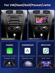 7-Inch Car Radio Suitable For Golf MK5 MK6, Jetta, Beetle, Passat, Sharan, Tiguan, Touran, Seat Polo, Supports Wireless CarPlay And Android Auto, Touchscreen With FM/AM Radio