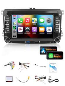 7-Inch Car Radio Suitable For Golf MK5 MK6, Jetta, Beetle, Passat, Sharan, Tiguan, Touran, Seat Polo, Supports Wireless CarPlay And Android Auto, Touchscreen With FM/AM Radio