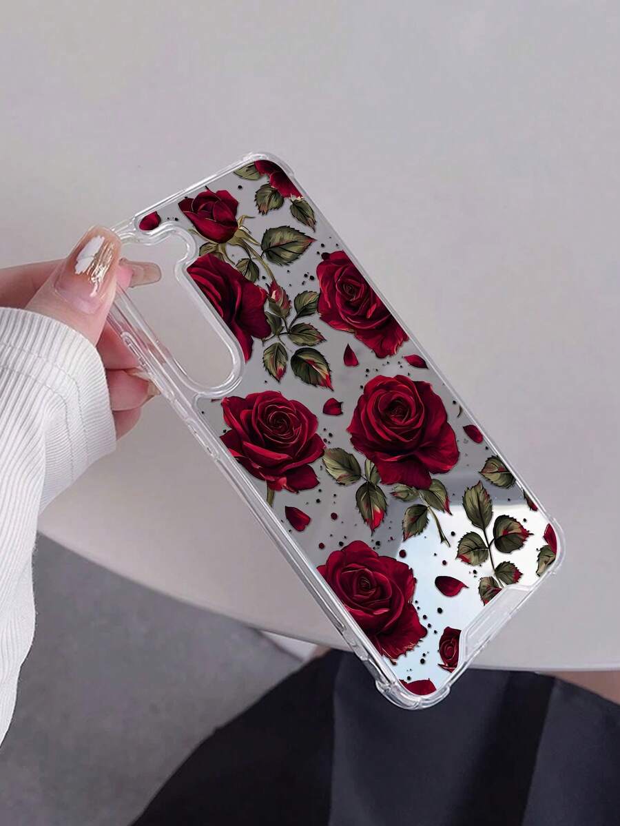 Otporna na udare modna futrola za telefon sa cvetnim elementom, realistični print crvene ruže