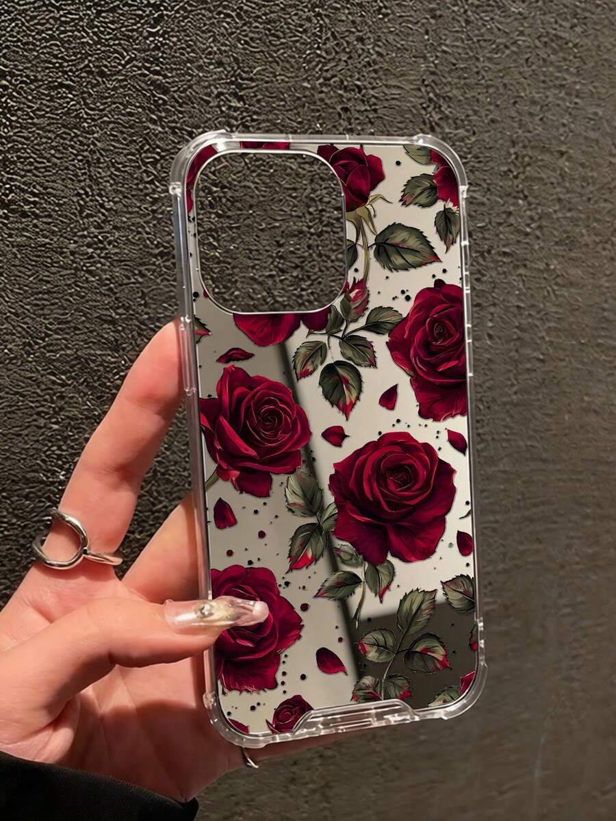 Otporna na udare modna futrola za telefon sa cvetnim elementom, realistični print crvene ruže