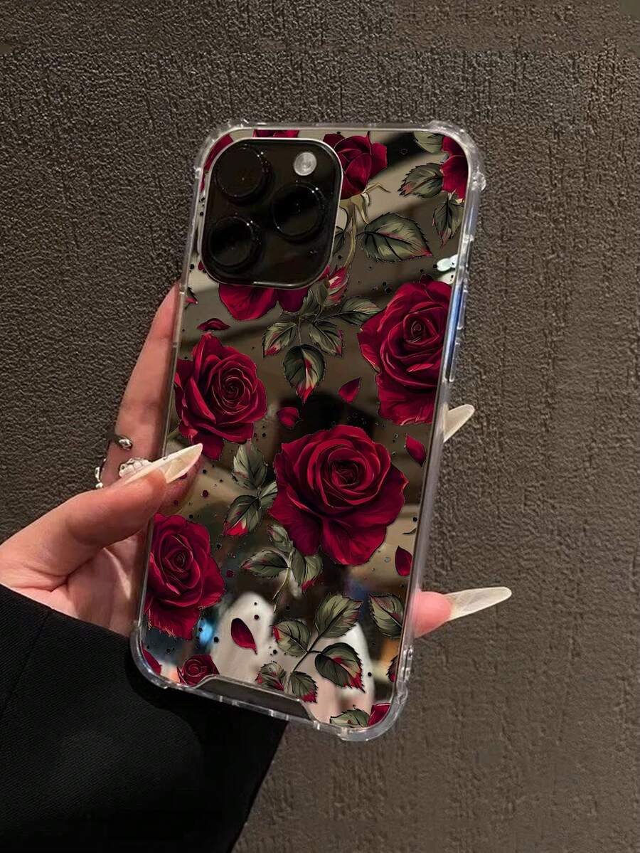 Otporna na udare modna futrola za telefon sa cvetnim elementom, realistični print crvene ruže