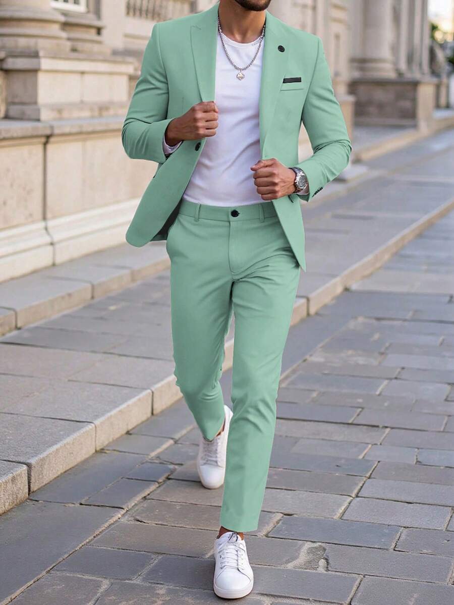 Muški poslovni set sa užim krojem, sako sa špicastim reverima i pantalone