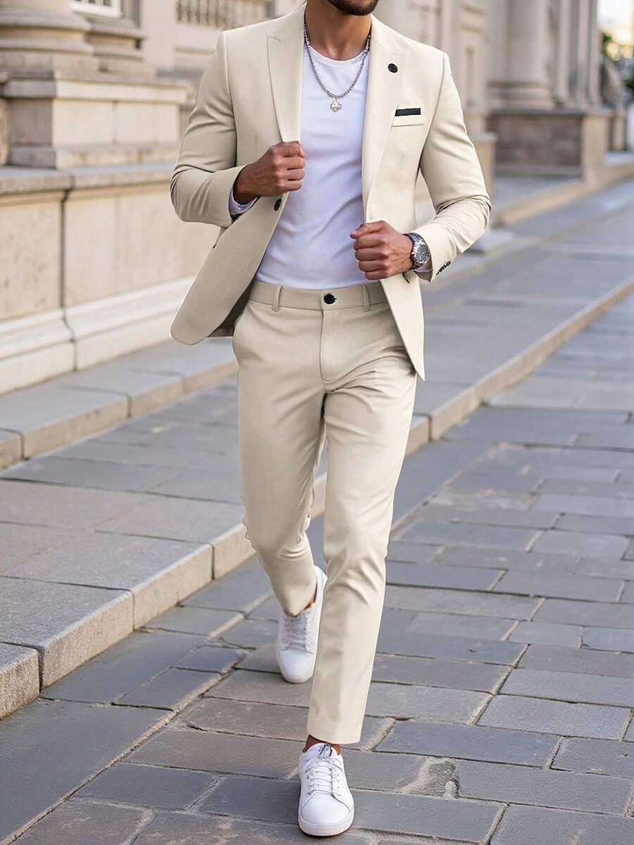 Muški poslovni set sa užim krojem, sako sa špicastim reverima i pantalone