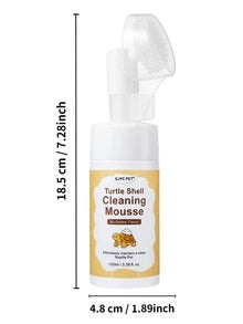 GJYC PET Turtle Shell Cleaning Mousse – Foaming No-Rinse Cleaner For Tortoise Shell, With Soft Silicone Brush Head, Removes Dirt & Odor, Gentle Plant-Based Formula – 3.38 Fl Oz