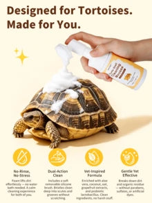 GJYC PET Turtle Shell Cleaning Mousse – Foaming No-Rinse Cleaner For Tortoise Shell, With Soft Silicone Brush Head, Removes Dirt & Odor, Gentle Plant-Based Formula – 3.38 Fl Oz