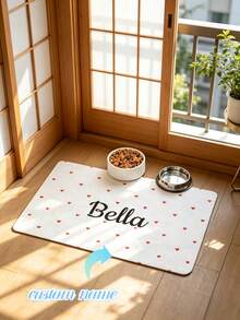 1PC Personalized Name And Photo Pet Mat, Custom Pet Food Mat, Minimalist Design Placemat, Anti-Slip Feeding Mat For Cats, Ideal For Pet Owners, Perfect Gift For Pet Lovers