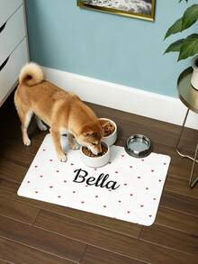1PC Personalized Name And Photo Pet Mat, Custom Pet Food Mat, Minimalist Design Placemat, Anti-Slip Feeding Mat For Cats, Ideal For Pet Owners, Perfect Gift For Pet Lovers