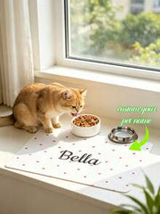 1PC Personalized Name And Photo Pet Mat, Custom Pet Food Mat, Minimalist Design Placemat, Anti-Slip Feeding Mat For Cats, Ideal For Pet Owners, Perfect Gift For Pet Lovers