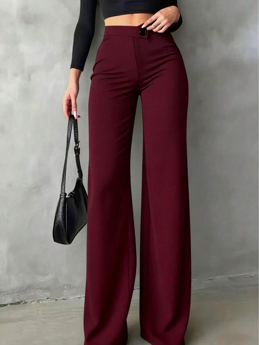 Ženske Elegantne Pantalone –  Ravni Kroj, Prirodni Struk
