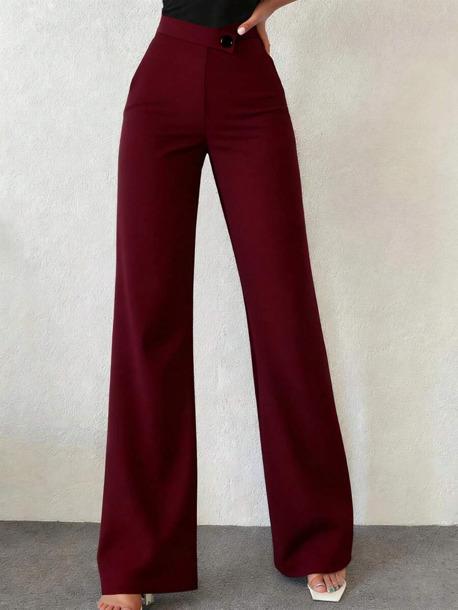 Ženske Elegantne Pantalone –  Ravni Kroj, Prirodni Struk