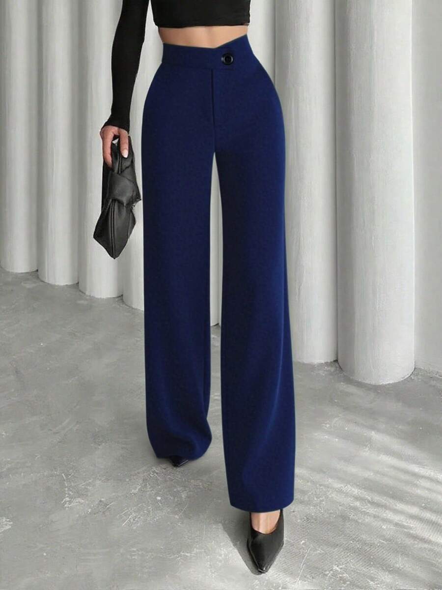 Ženske Elegantne Pantalone –  Ravni Kroj, Prirodni Struk