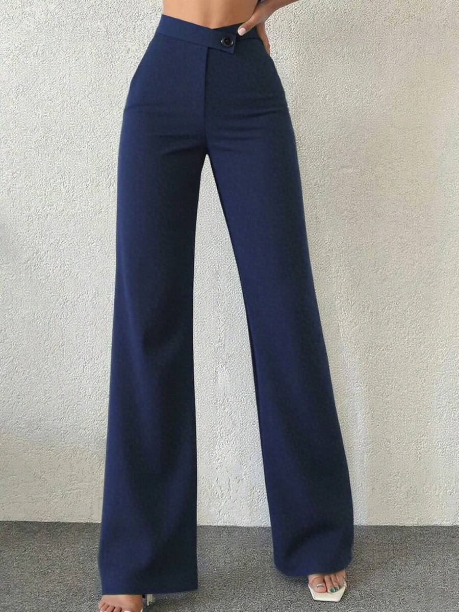 Ženske Elegantne Pantalone –  Ravni Kroj, Prirodni Struk